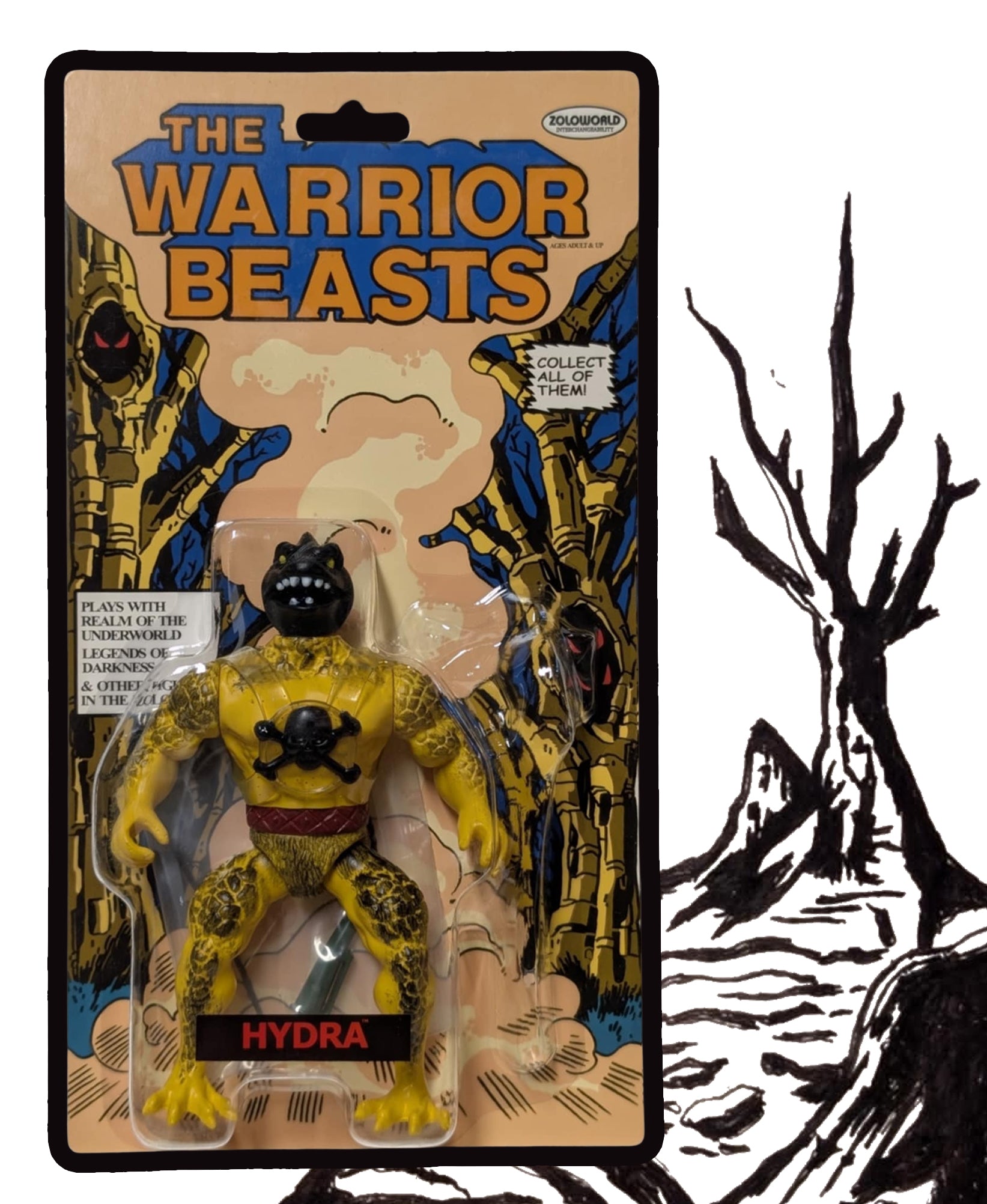 Zoloworld's The Warrior Beasts - Hydra - Yellow Body with Black Scales and Head