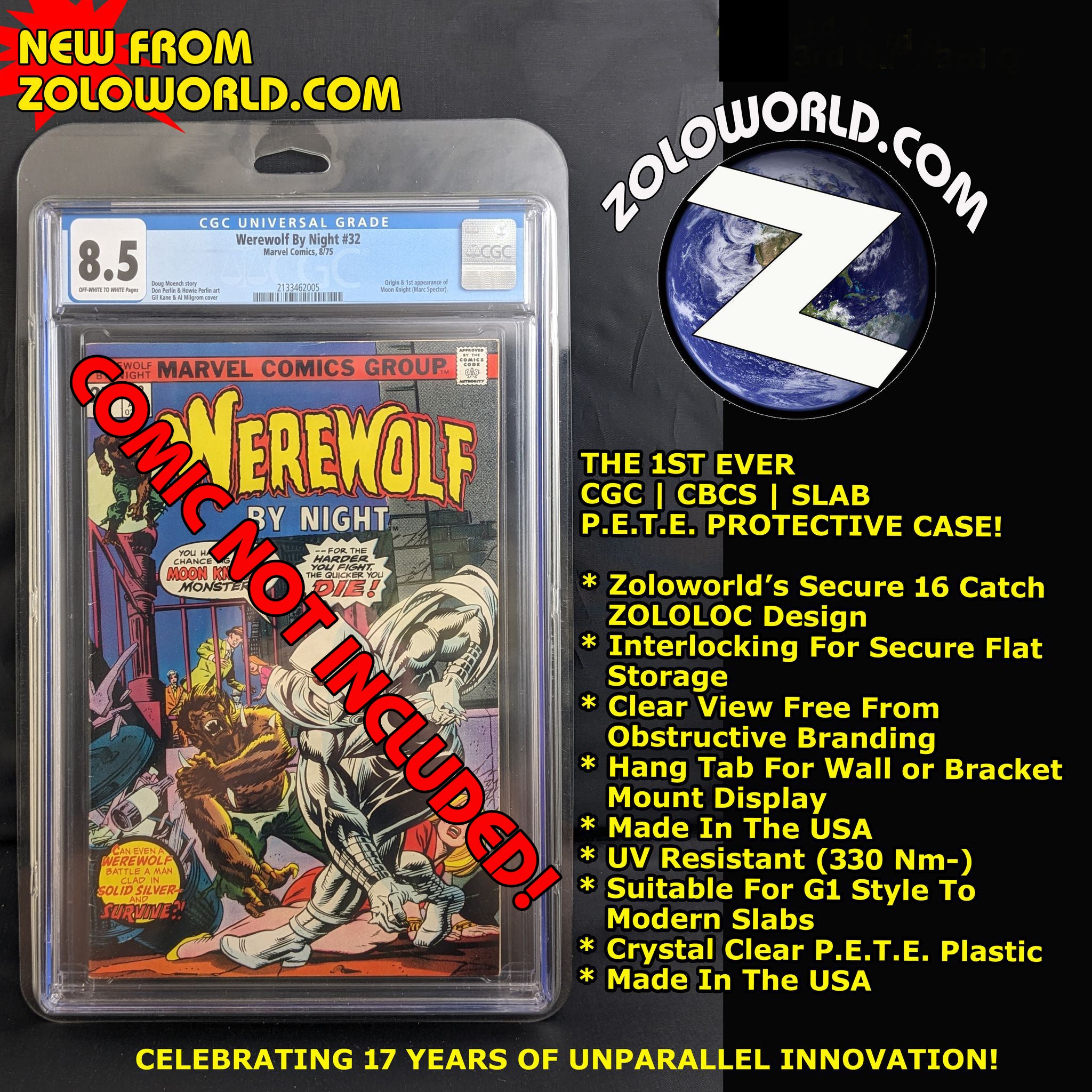 ZOLOWORLD CGC SLAB UV PROTECTIVE CASE ZOLOLOC ZOLOCASE WALL MOUNT STOR