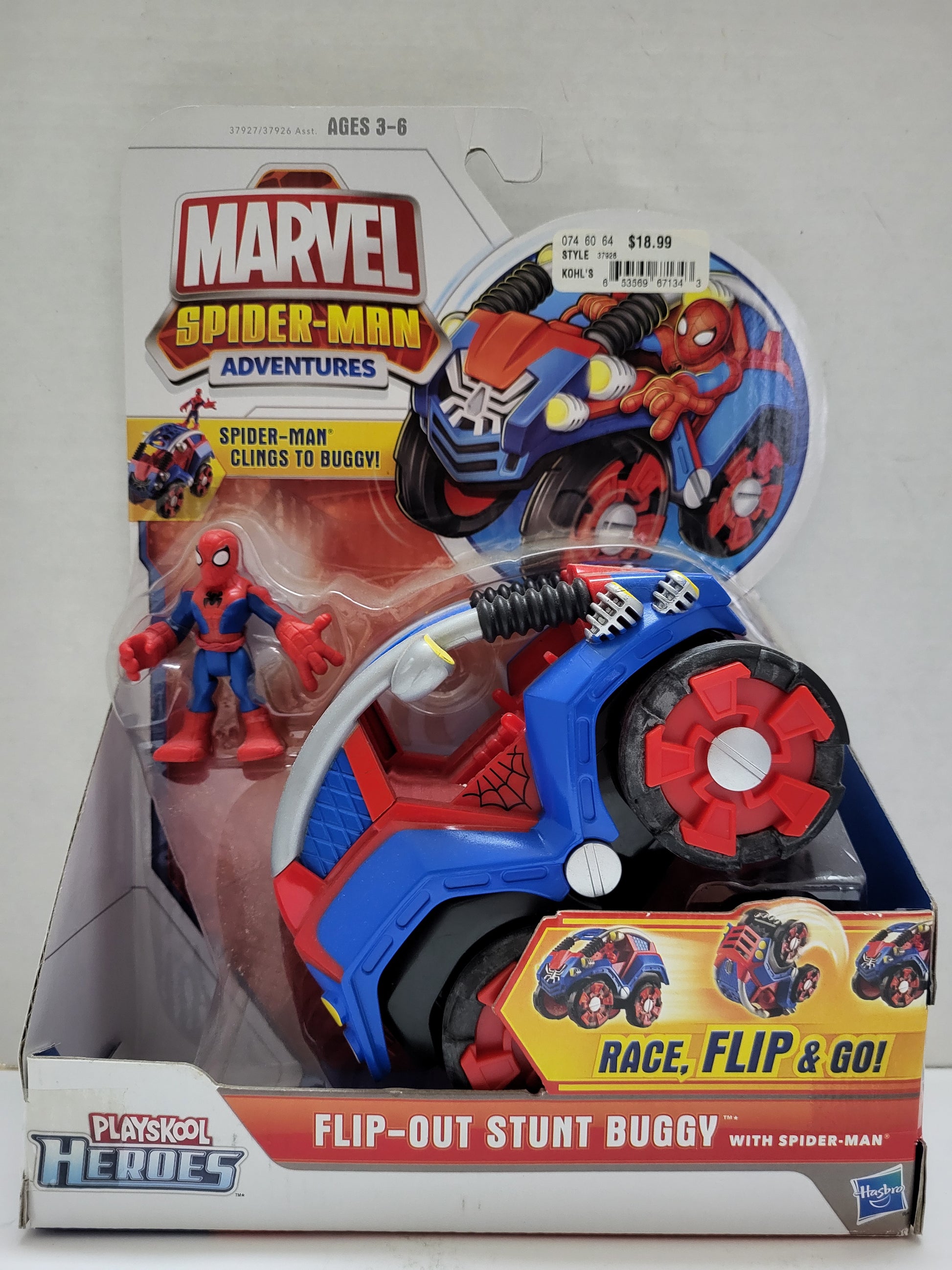Playskool Heroes Marvel Spiderman Adventures Flip-Out Stunt Buggy W/ Spiderman 2011 OSS