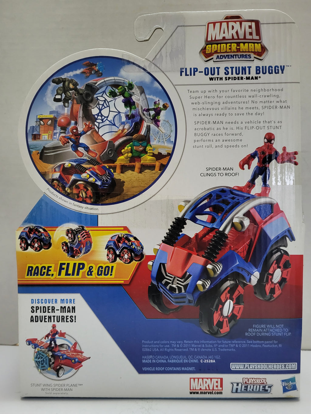 Playskool Heroes Marvel Spiderman Adventures Flip-Out Stunt Buggy W/ Spiderman 2011 OSS