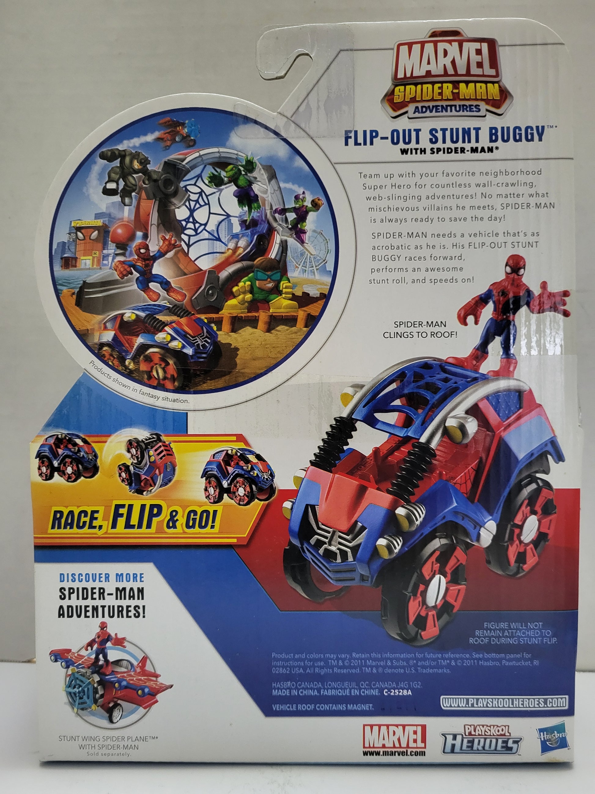Playskool Heroes Marvel Spiderman Adventures Flip-Out Stunt Buggy W/ Spiderman 2011 OSS