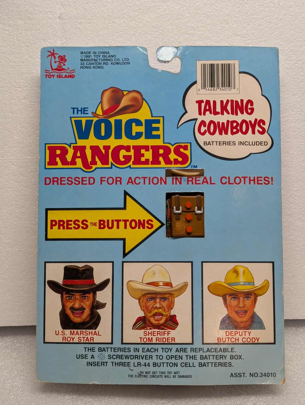 TOY ISLAND Talking Cowboys Sheriff Tom Rider carded (please read)