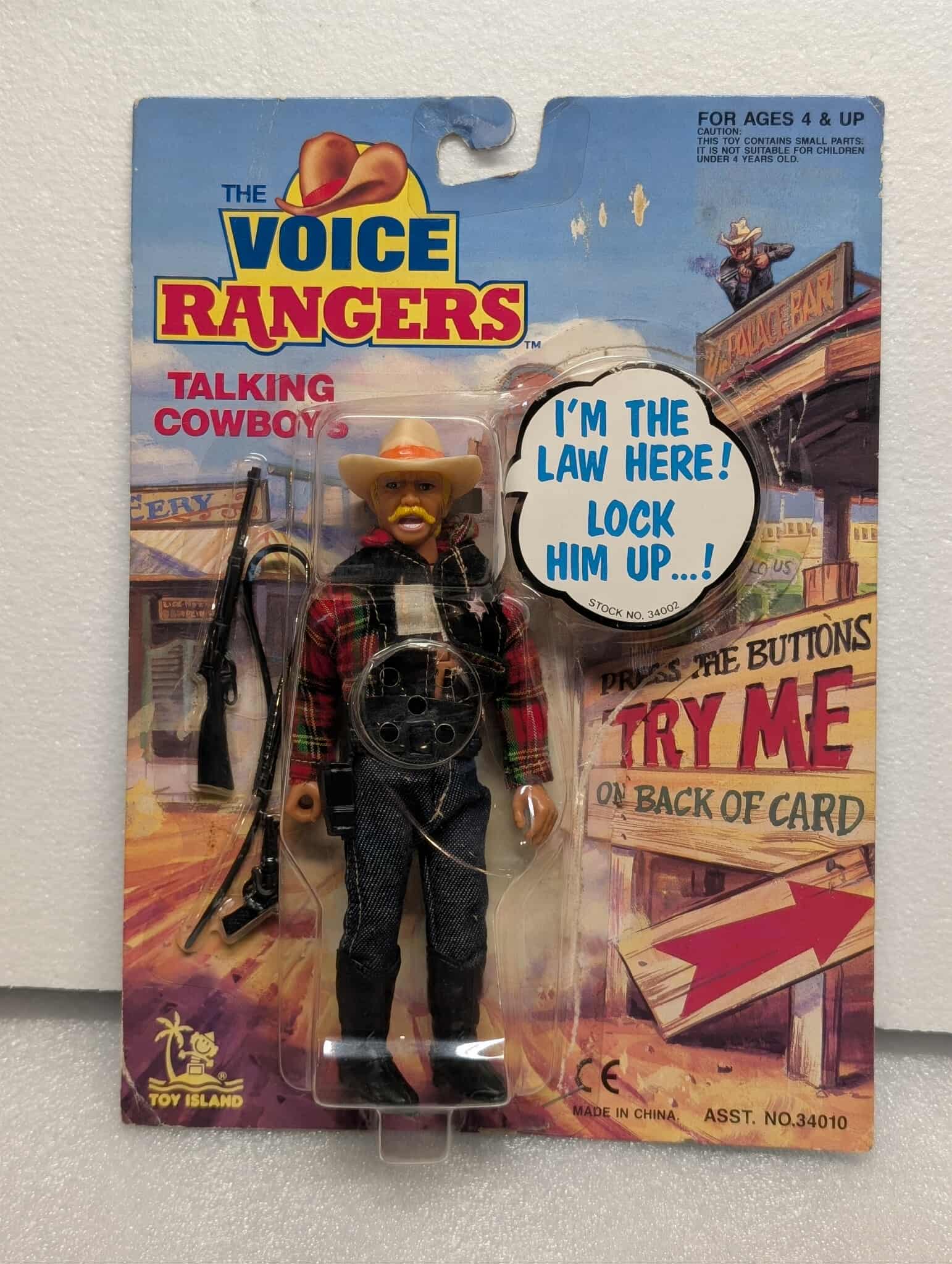 TOY ISLAND Talking Cowboys Sheriff Tom Rider carded (please read)
