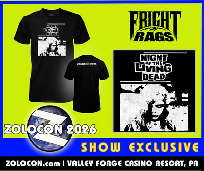 ZOLOCON 2026 Exclusive FRIGHT RAGS  NIGHT OF THE LIVING DEAD Officially Licensed GLOW IN THE DARKT-Shirt
