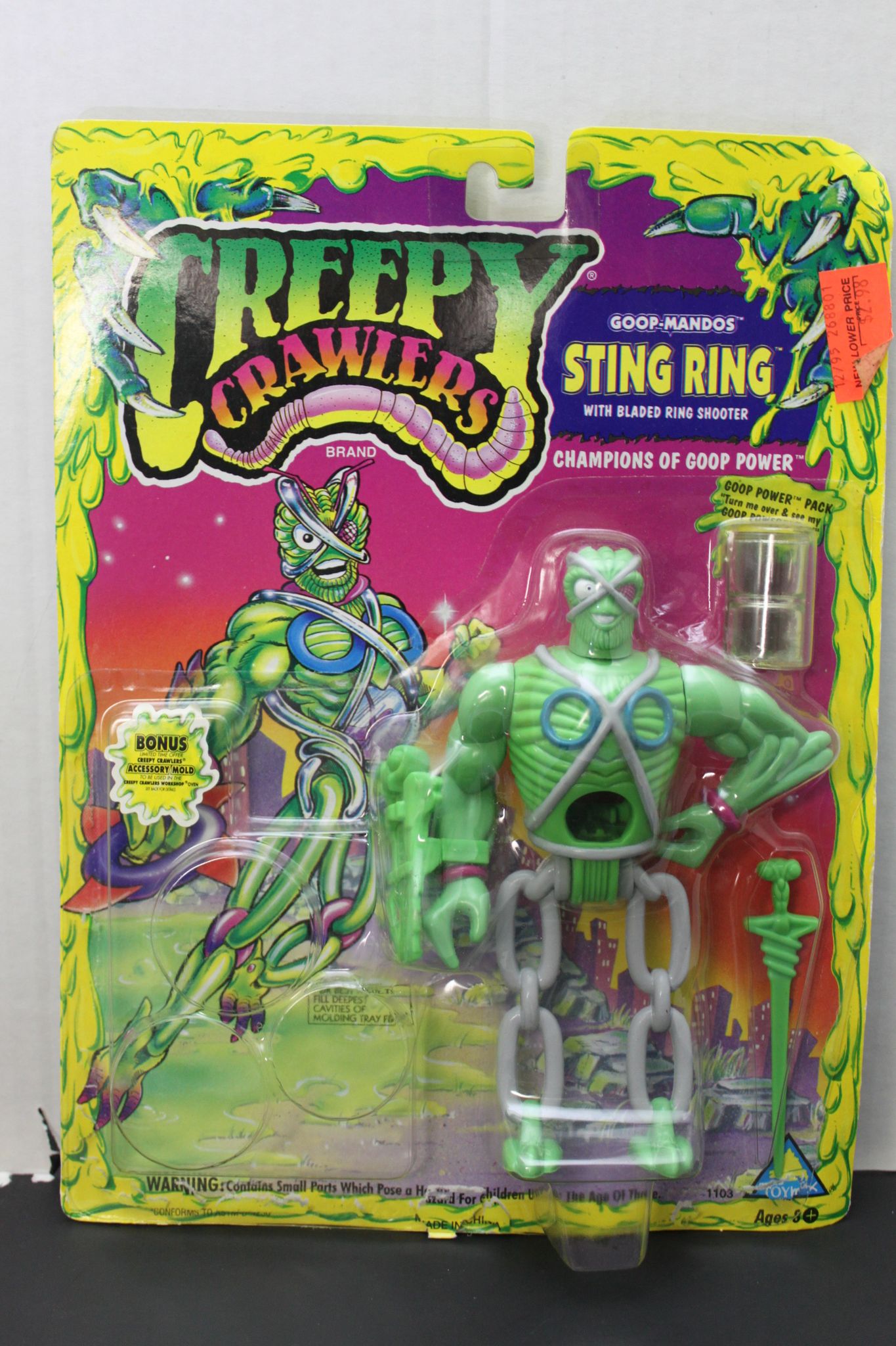 ToyMax Creepy Goop Mandos Sting Ring 1994 MOC Crime Grimes W Zoloworld Protective case