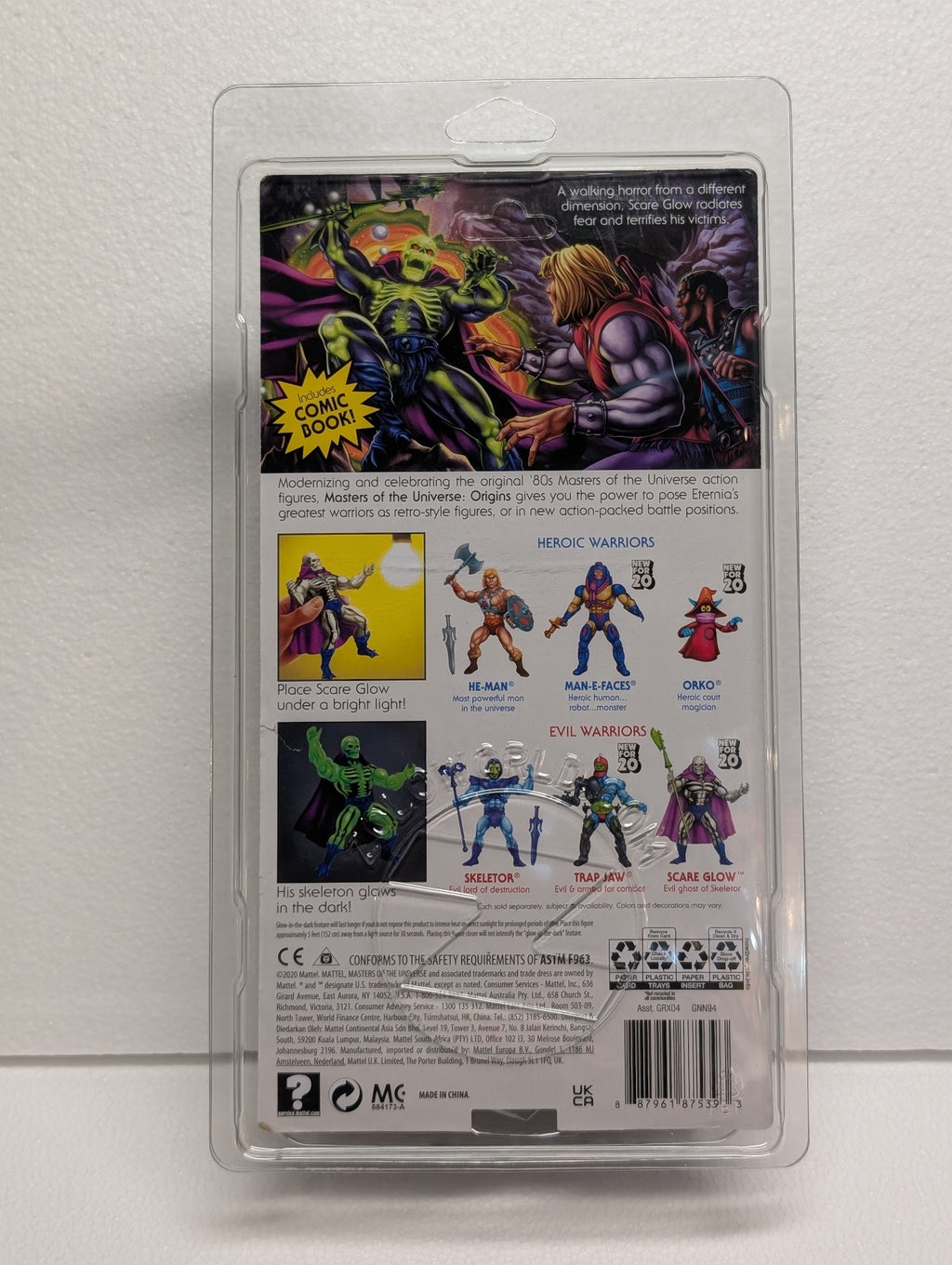 2020 Masters Of The Universe Origins SCARE GLOW FIRST VERSION MOC with Zoloworld Action Figure Protective Case