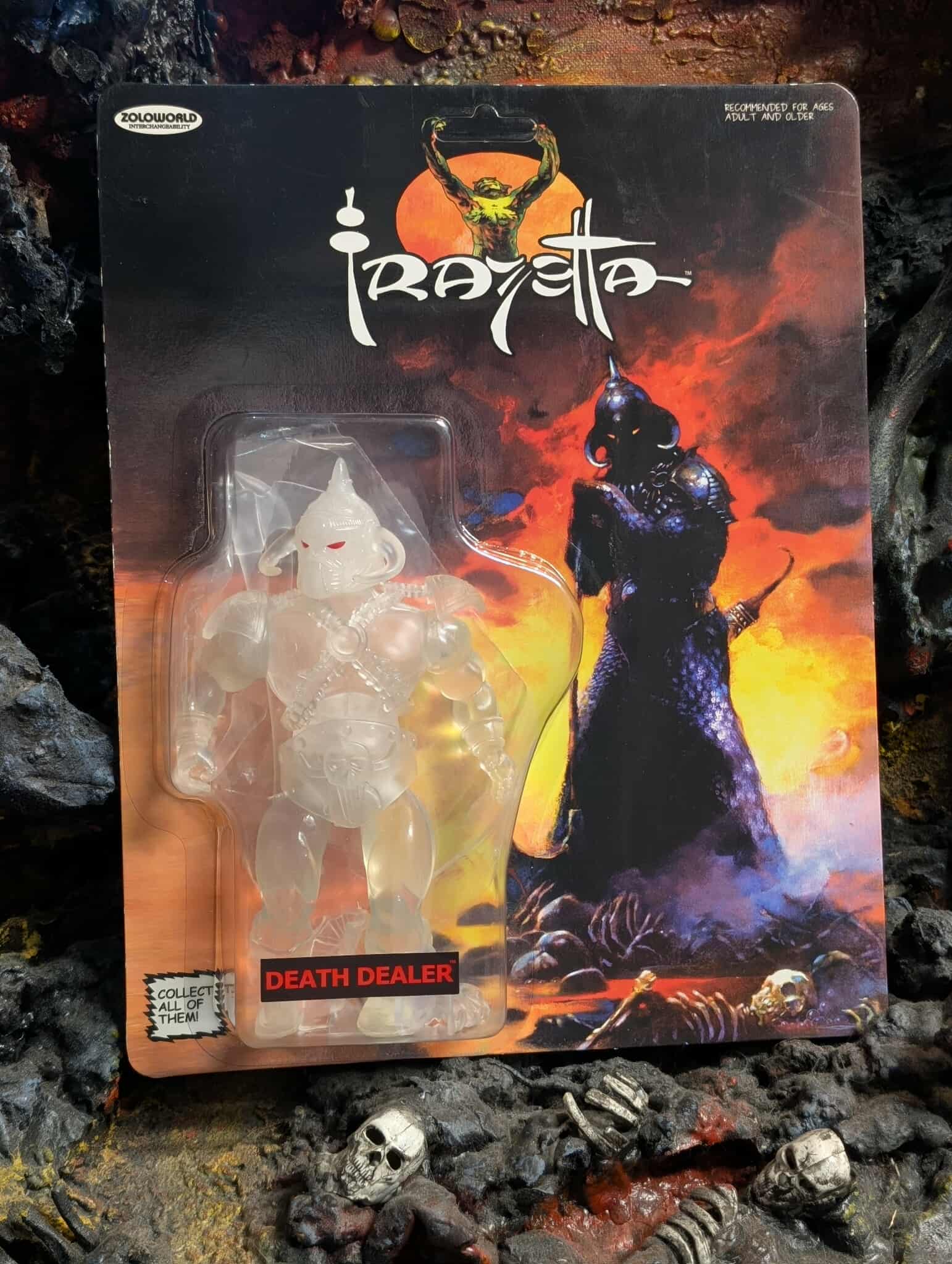 ZOLOWORLD FRAZETTA DEATH DEALER (CLEAR TRANSLUCENT VARIANT) EXCLUSIVE MOC