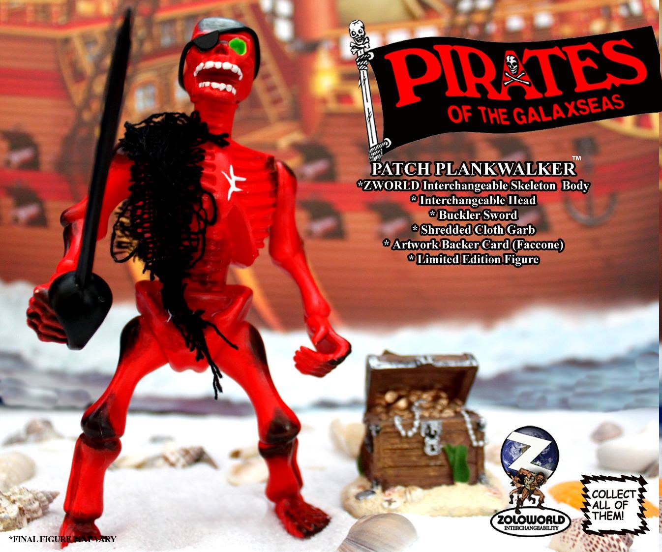 ZOLOWORLD PIRATES OF THE GALAXSEAS PATCH PLANKWALKER MOC Action Figure VAULT RARE